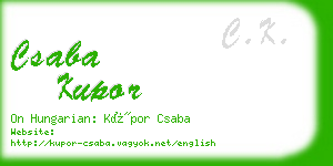 csaba kupor business card